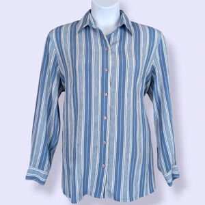 Vintage Blue Striped Blouse